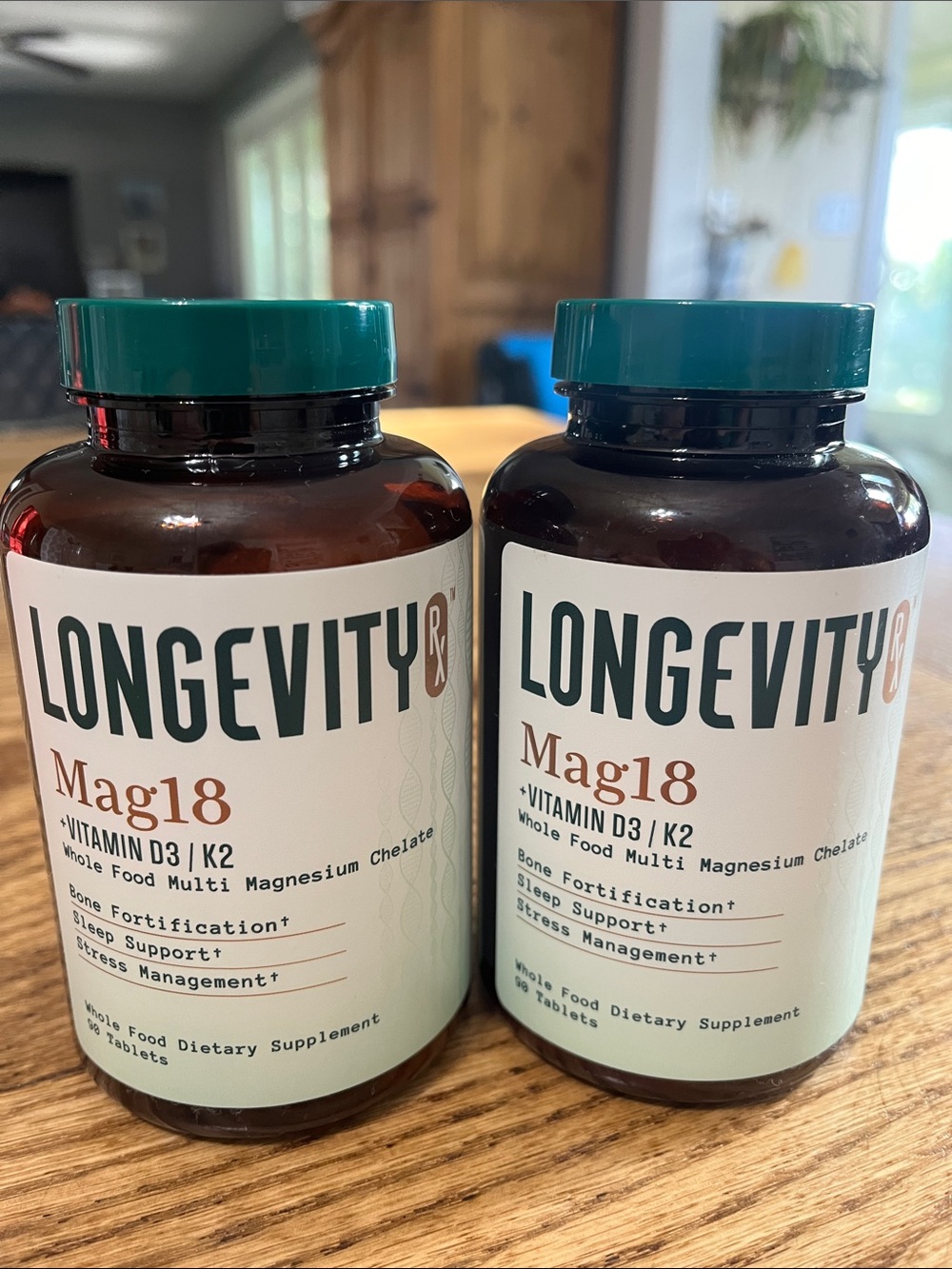 Longevity Mag18 Vitamin D3/K2 Magnesium Supplement - Teal Cap